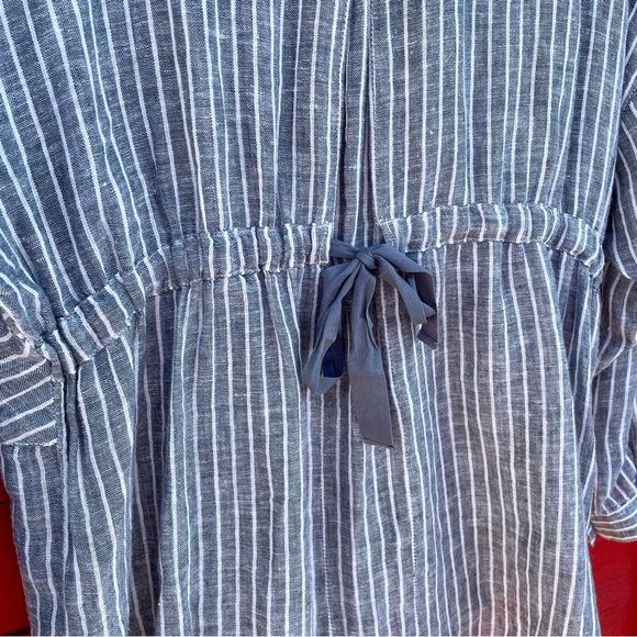 No tag linen/cotton striped button down tie back top - Picture 13 of 14